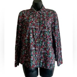 Talbots Button Front Floral Print Shirt